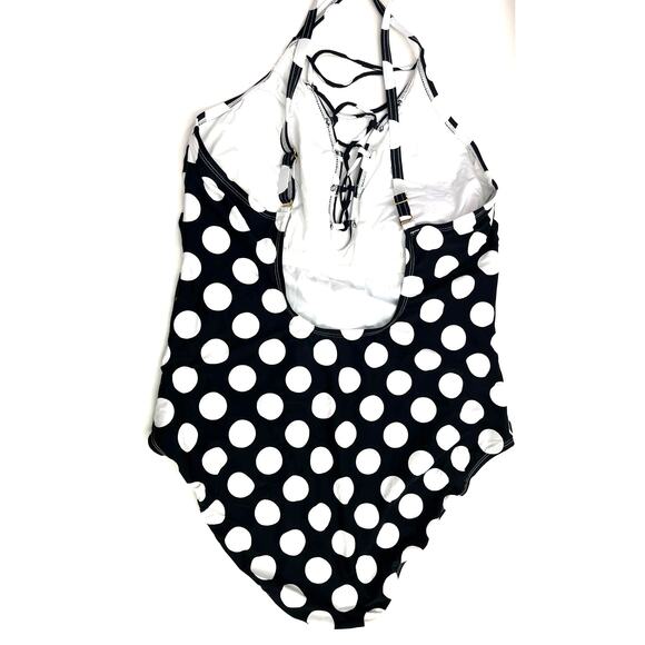 La Blanca Polka Dot Lace-Up Tummy Control One-Piece Swimsuit Size 18W NWOT - Picture 8 of 8
